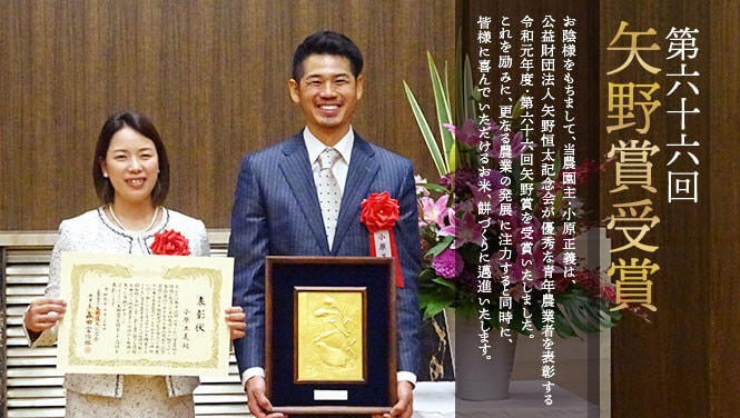 矢野賞受賞のお米